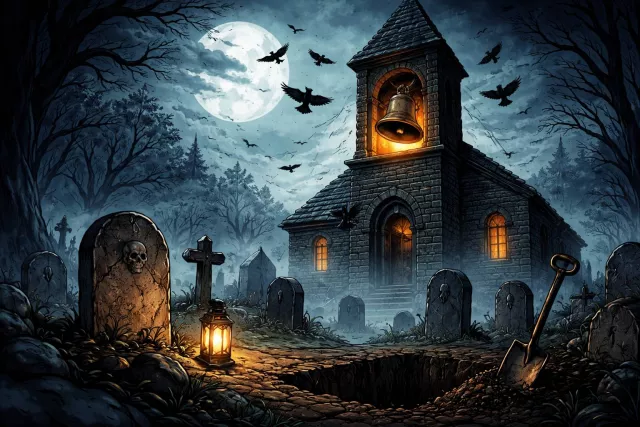 Knell - The sound of a bell, especially for a death or funeral; a sign of the end of something.
