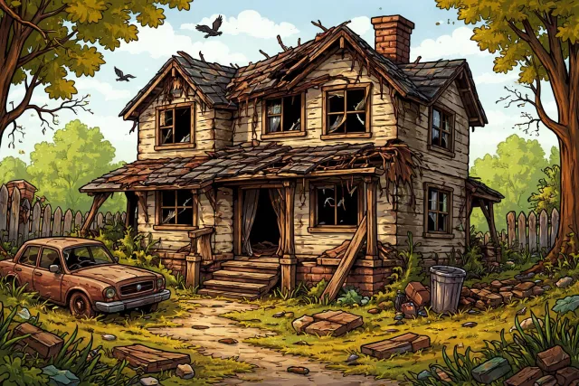 Dilapidation - A state of disrepair or ruin due to age or neglect.