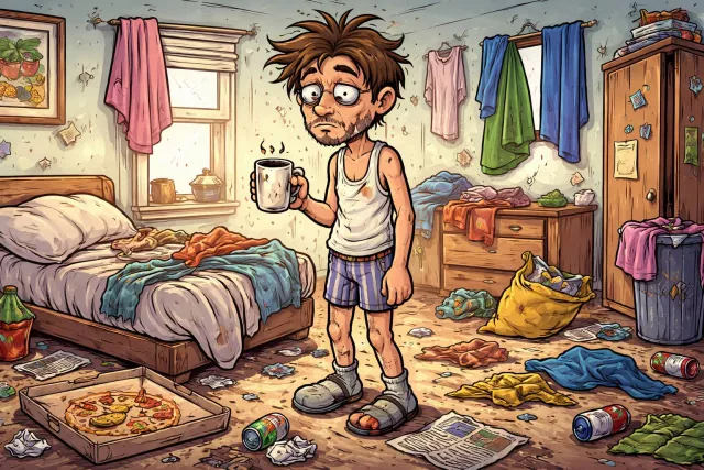 Unkempt - Not neat or tidy; messy in appearance. (अव्यवस्थित)