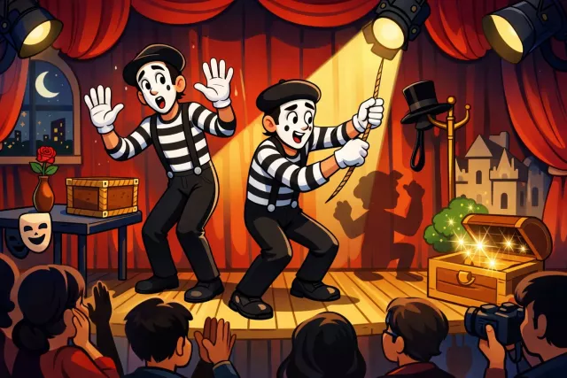 Pantomime - A dramatic entertainment in which performers express meaning through gestures without words.