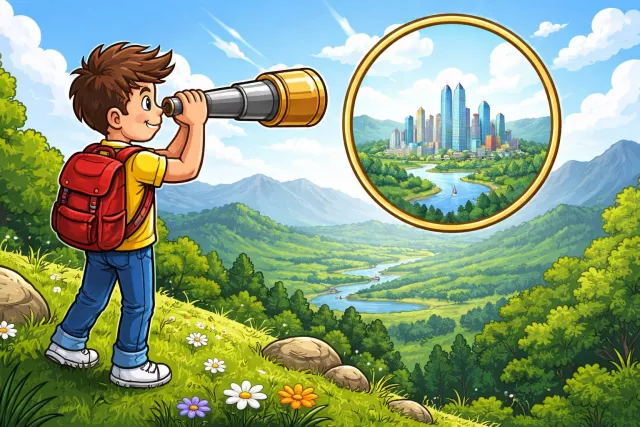 Farsighted - Able to think and plan for the future wisely; also, having difficulty seeing nearby objects clearly.