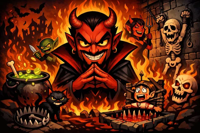 Diabolical - Extremely evil or cruel; like the devil. (शैतानी/अत्यंत दुष्ट)