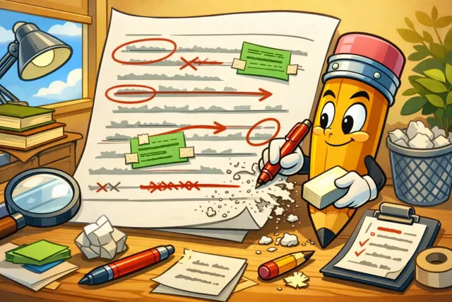 Emendation - The act of correcting or improving a text by removing errors. (संशोधन)