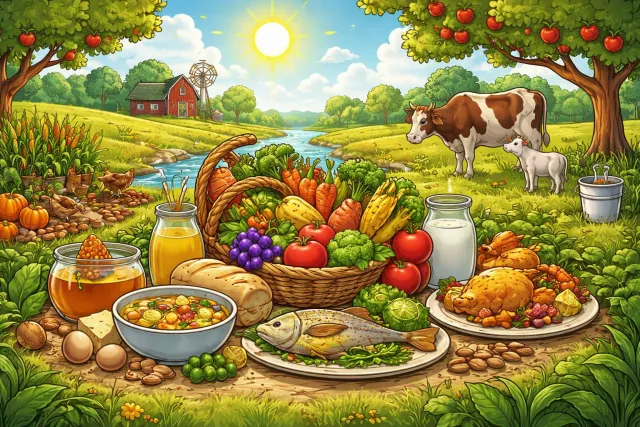 Sustenance - Food or nourishment needed to live; support that maintains life or strength. (जीवन-निर्वाह)