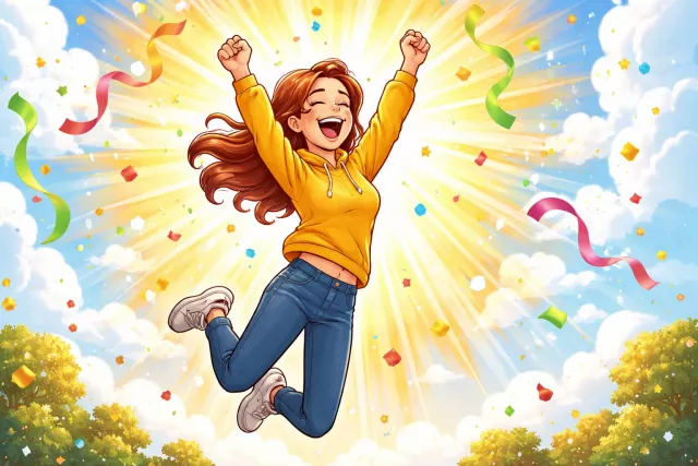 Exultant - Feeling or showing great joy, pride, or triumph. (अत्यंत प्रसन्न)