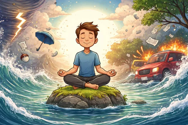 Composure - Calmness and self-control, especially in a difficult situation. (धैर्य और आत्म-नियंत्रण)