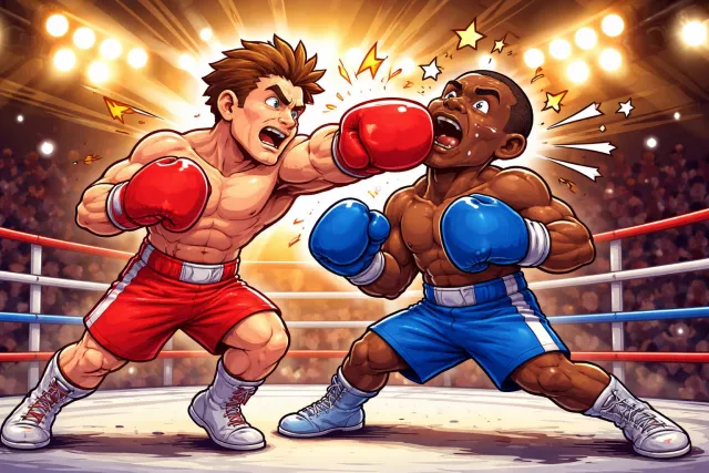 Pugilistic - Eager or quick to fight; relating to boxing.