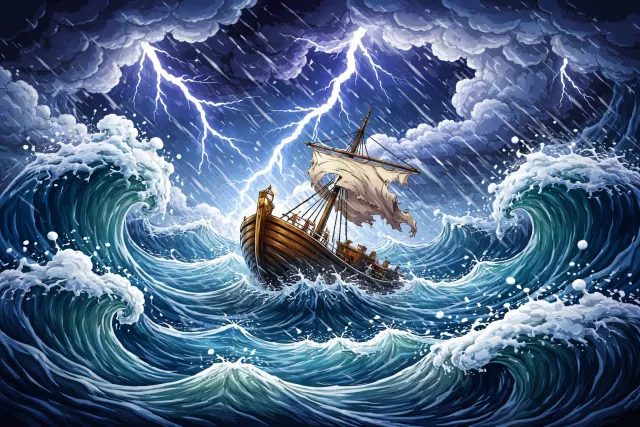 Tempestuous - Characterized by strong, turbulent emotions; stormy.