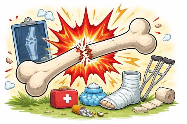 Fracture - Break or crack (a bone or other hard material).