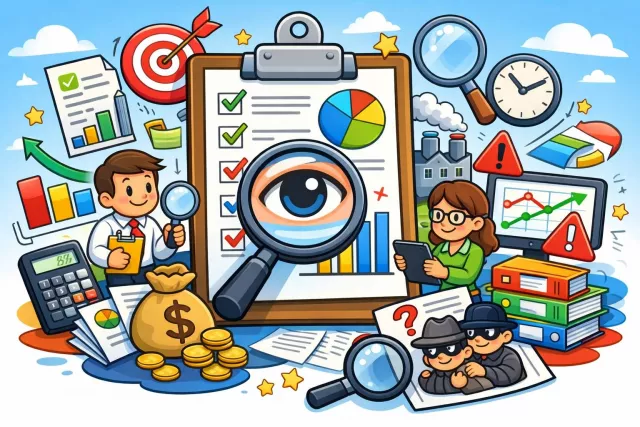 Audit - An official inspection of accounts; to examine records carefully. (लेखापरीक्षा)