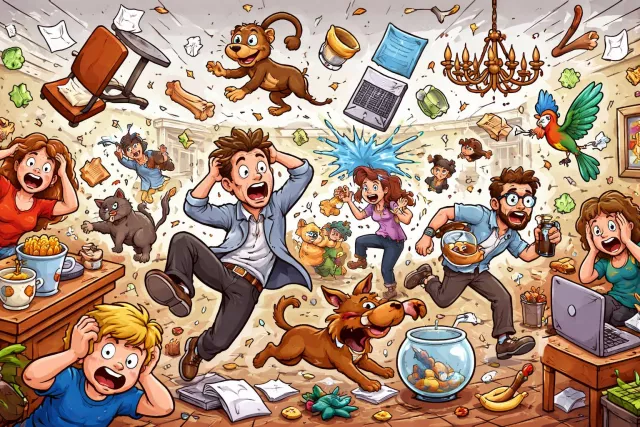 Pandemonium - Wild and noisy disorder or confusion. (कोलाहल)