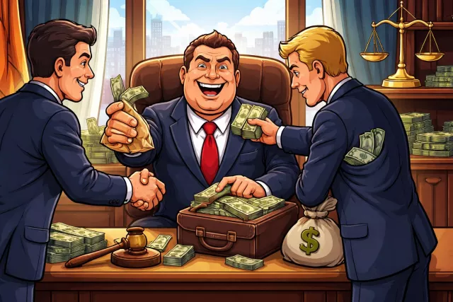 Venal - Showing willingness to be bribed; corrupt.