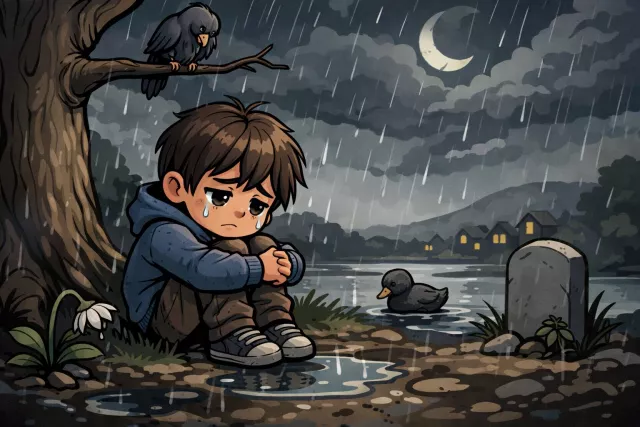 Doleful - Showing sorrow; very sad and mournful. (शोकपूर्ण)