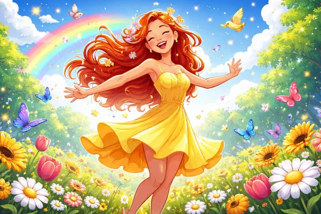Vivacious - Lively, energetic, and full of life.