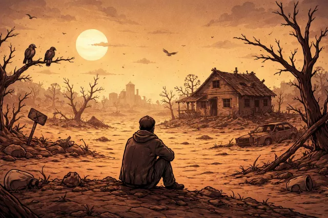 Desolate - Deserted and empty; feeling very sad and lonely.