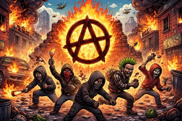 Anarchy - A state of disorder due to absence of government or authority. (अराजकता)