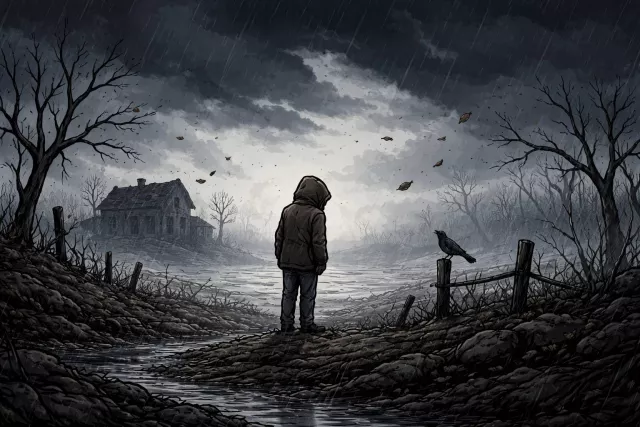 Bleak - Lacking hope or showing a gloomy outlook. (निराशाजनक)