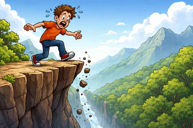 Brink - The edge of something, especially a dangerous or critical point. (कगार)