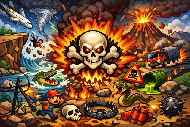 Hazard - A danger or risk that may cause harm. (खतरा)