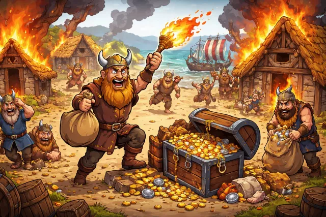 Pillage - Rob a place using violence, especially during war; loot. (लूटपाट करना)