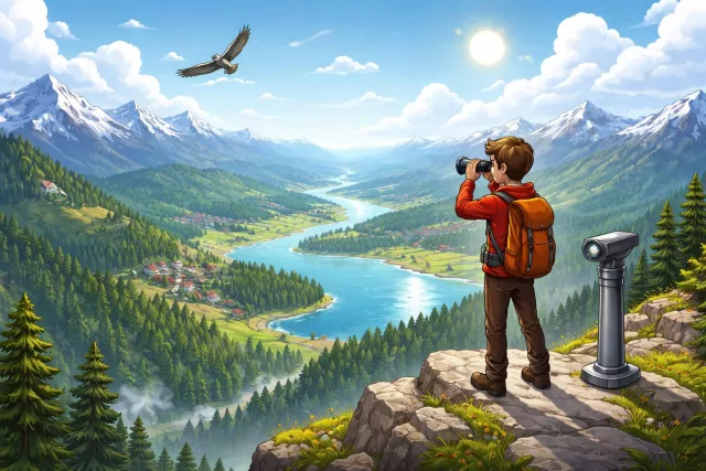 Vantage - A place or position giving a good view or advantage. (लाभकारी स्थिति/उच्च स्थान)