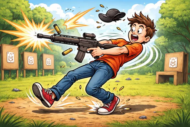 Recoil - Suddenly move back in shock, fear, or disgust; (of a gun) kick backward when fired.