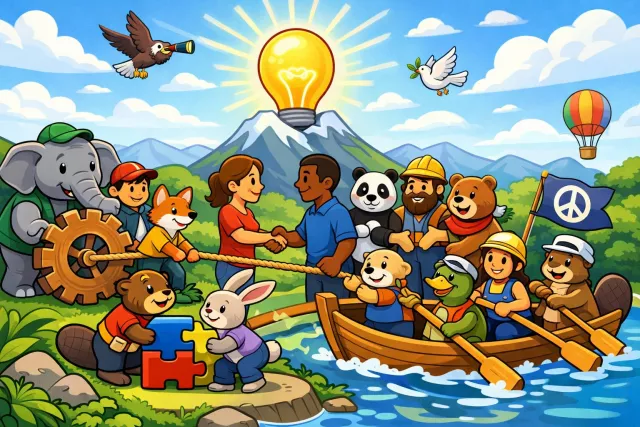 Coalition - A temporary alliance formed for combined action, especially among political parties. (गठबंधन)