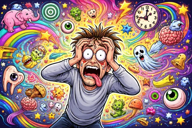 Delirium - A disturbed state of mind with confusion, restlessness, and sometimes hallucinations, often caused by illness or fever.