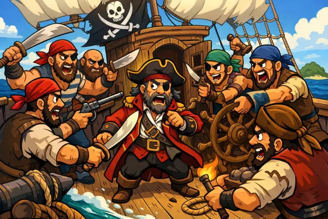 Mutiny - An open rebellion against lawful authority, especially by soldiers or sailors. (विद्रोह)