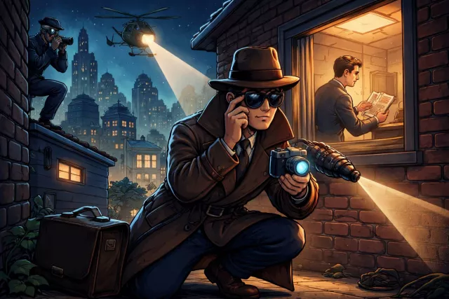Espionage - The practice of spying or using spies to obtain secret information. (जासूसी)