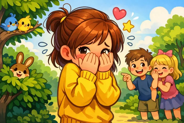 Bashful - Shy; easily embarrassed.