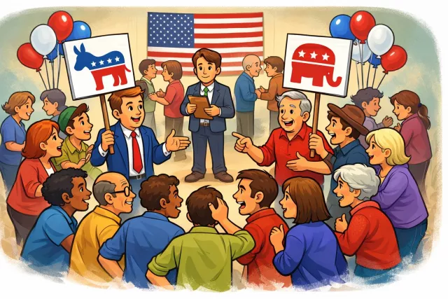 Caucus - A meeting of members of a political party to choose candidates or decide policy; a group within a legislature sharing common aims.