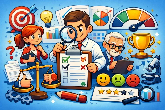 Evaluation - The act of judging or assessing the quality, value, or importance of something. (मूल्यांकन)
