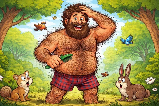 Hirsute - Very hairy; having a lot of thick hair.