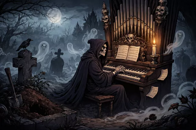 Dirge - A mournful song or piece of music, especially for a funeral. (शोकगीत)