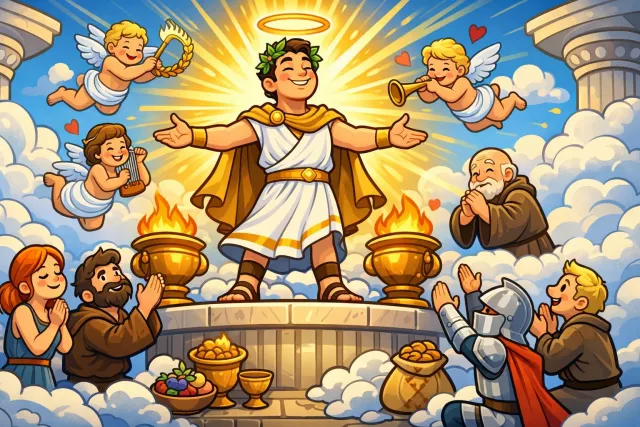 Deify - Treat or worship someone as a god; glorify excessively.