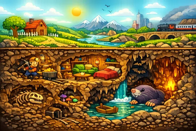 Subterranean - Existing, occurring, or done below the earth’s surface; underground.