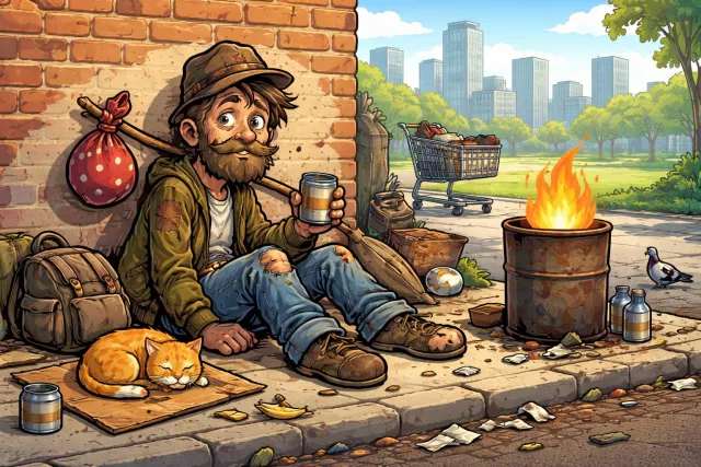 Vagrant - A person without a settled home who wanders from place to place; wandering.