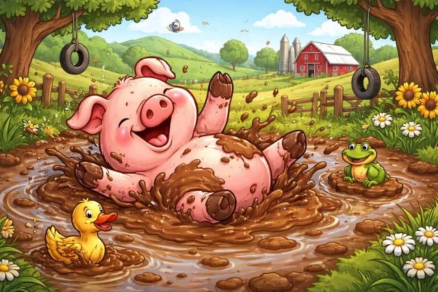 Wallow - To roll about or lie in mud/water; to indulge in something (often negative) for too long.