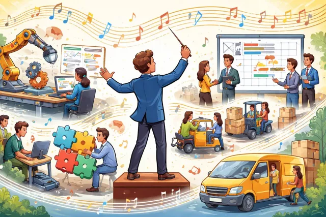 Orchestrate - Arrange or direct (an event or plan) carefully to produce a desired result. (व्यवस्थित रूप से संचालित करना)