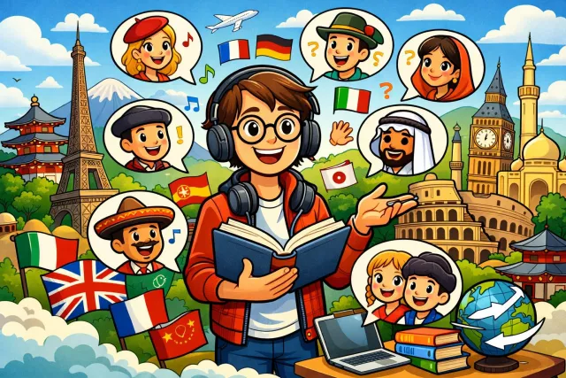 Polyglot - A person who knows and can use several languages. (बहुभाषी)