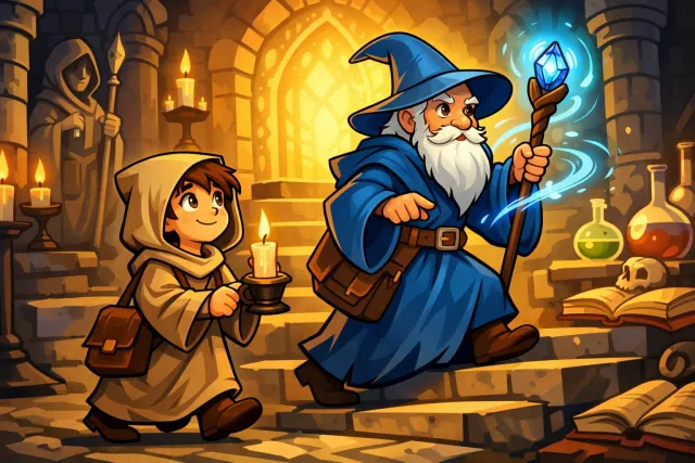 Acolyte - A devoted follower or assistant of an important person, often learning from them.