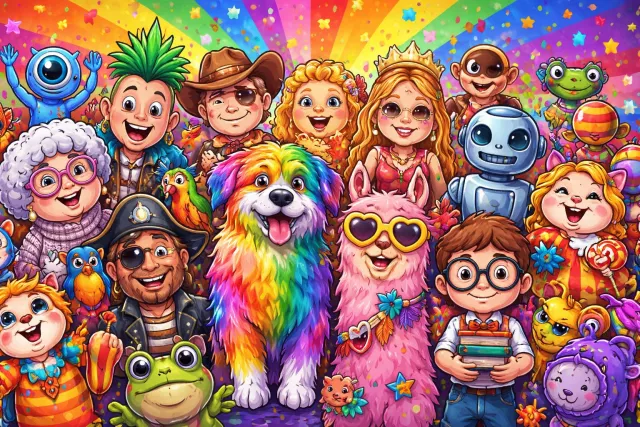 Motley - Made up of many different types of things; varied in appearance or character.