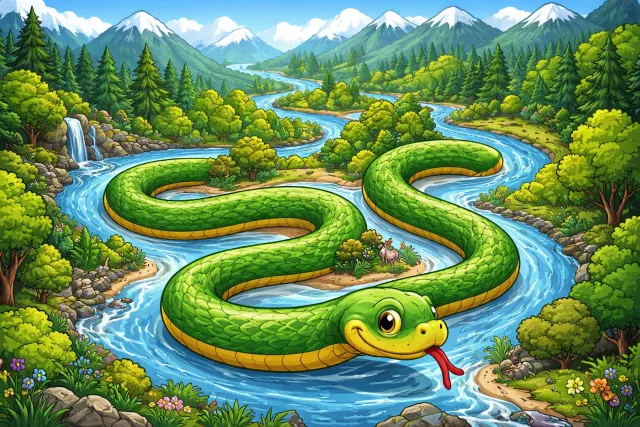 Serpentine - Winding and twisting like a snake; snake-like. (सर्पाकार)