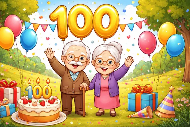 Centenarian - A person who is 100 years old or more. (शतायु व्यक्ति)
