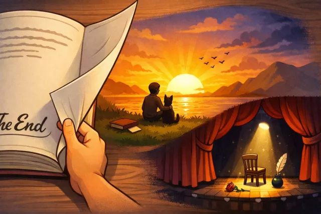 Epilogue - A section at the end of a book, play, or film that provides closure to the story.