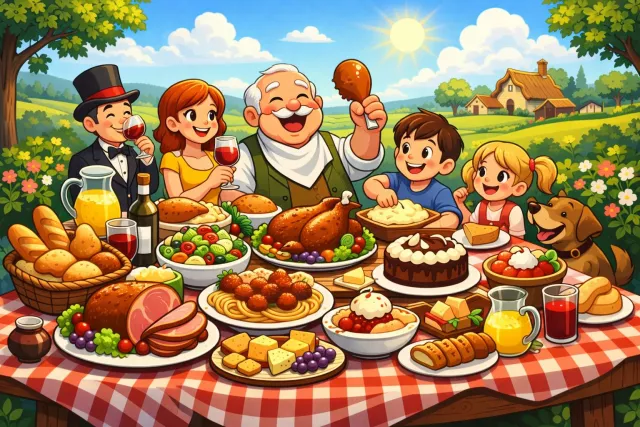 Repast - A meal; the food eaten at a meal. (भोजन)