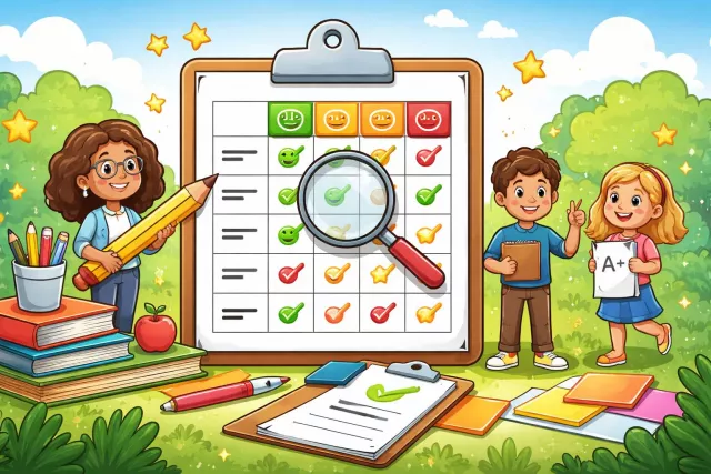Rubric - A set of rules or guidelines used for assessment; a heading or category. (मूल्यांकन मानदंड)
