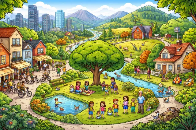 Milieu - A person’s social environment or surroundings; the setting in which something happens. (परिवेश)