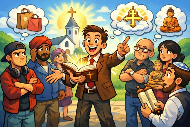 Proselytize - Convert or attempt to convert someone from one religion, belief, or opinion to another.